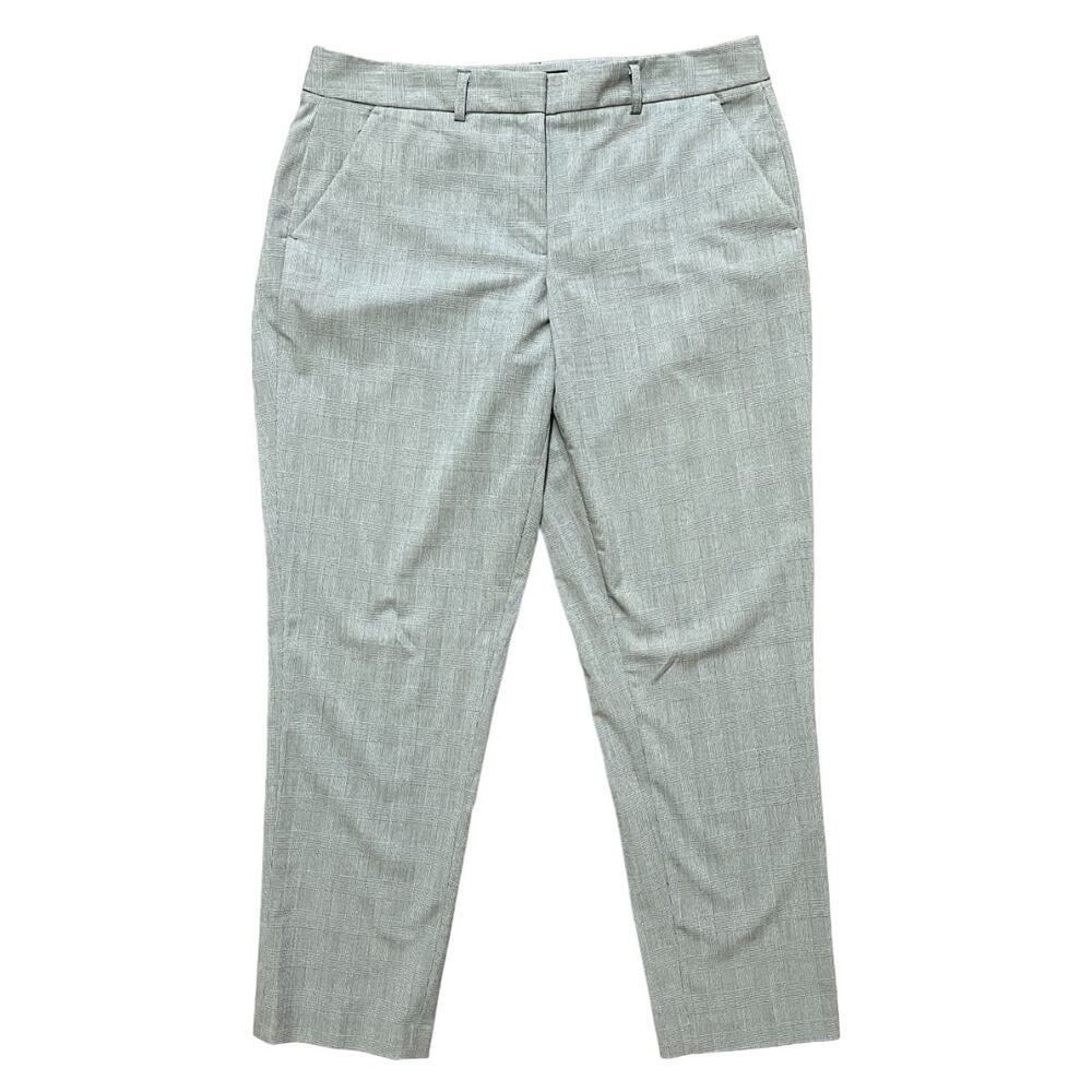 NEW TAHARI Lightweight Tapered Glen Plaid Trouser Pants in Gray SZ 10